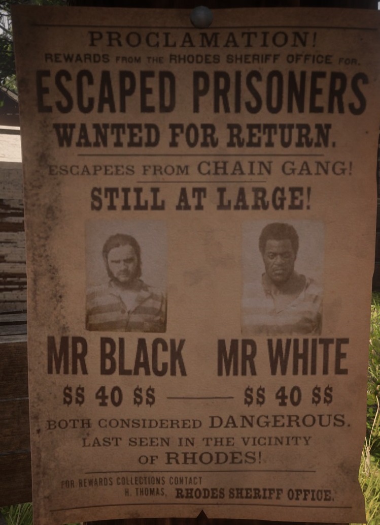 Mr Black & Mr White Wanted Poster RED DEAD REDEMPTION 2 情報&攻略 wiki RDR2 atwiki（アットウィキ）